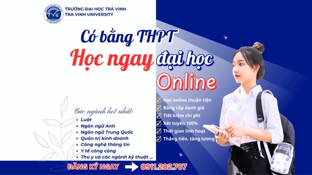 Chỉ cần có bằng THPT hoặc trung cấp, cao đẳng, đại học bạn có thể đăng ký chương trình học ngay từ hôm nay. Hình thức học này đáp ứng tối đa nhu cầu của người học, mang lại những lợi ích vượt trội có thể kể đến như: Xét tuyển dễ dàng: Chỉ cần bạn có bằng tốt nghiệp THPT hoặc tương đương, bạn đã nắm chắc cơ hội trúng tuyển vào TVU hệ từ xa. Không áp lực thi cử, không cạnh tranh gay gắt – con đường vào đại học chưa bao giờ dễ dàng đến thế. Học online linh hoạt mọi lúc, mọi nơi: Phá vỡ mọi rào cản! Bạn có thể chủ động học tập theo lịch trình của riêng mình, dù đang đi làm, ở nhà chăm sóc gia đình hay ở bất cứ đâu, chỉ cần có internet. Hệ thống LMS và Elearning sẽ mang giảng đường đến tận nhà bạn. Tiết kiệm chi phí tối ưu: Học đại học online giúp bạn giảm thiểu đáng kể chi phí so với học tập trung. Bạn sẽ không tốn tiền đi lại, thuê nhà trọ, hay các chi phí sinh hoạt đắt đỏ khác. Đây cũng là một hình thức đầu tư hiệu quả cho tương lai! Bằng cấp danh giá: Sau từ 2 năm chăm chỉ học tập bạn sẽ nhận được bằng đại học thuộc hệ thống văn bằng quốc gia, được cáp Bộ GD&ĐT. Tấm bằng này có giá trị toàn quốc, mở ra cơ hội học lên cao học (Thạc sĩ, Tiến sĩ) và tự tin ứng tuyển vào mọi vị trí công việc. Thăng tiến sự nghiệp - tăng thu nhập: Sở hữu bằng đại học là bước đệm vững chắc giúp bạn nâng cao vị thế, thăng tiến trong công việc và đạt được mức thu nhập mong muốn. Đừng để việc thiếu bằng cấp cản trở sự phát triển của bạn!