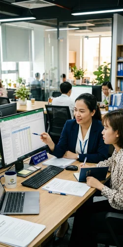 Nhân viên văn phòng làm việc nhóm